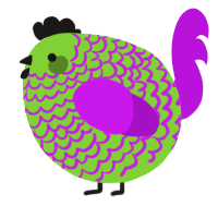 A grass and amethyst chicken with a lace pattern