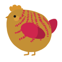A gold and crimson chicken with a half-bar pattern