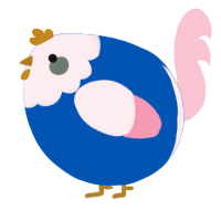 A ultramarine and rose chicken with a head pattern