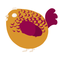 A orange and maroon chicken with a half-lace pattern