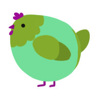 A spring and chartreuse chicken with a head pattern