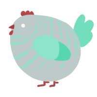 A silver and mint chicken with a bar pattern