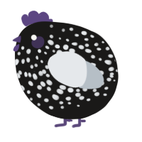 A sable and mist chicken with a speckle pattern