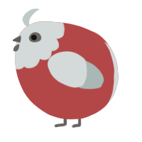 A red and silver chicken with a head pattern