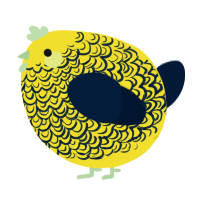 A yellow and tumblr chicken with a double-lace pattern