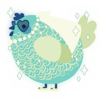 A aqua and gluppy chicken with a double-lace pattern