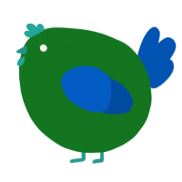 A leaf and ultramarine chicken