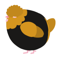 A sable and ochre chicken with a head pattern