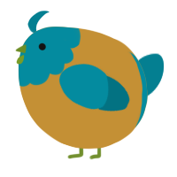 A gold and sea chicken with a head pattern