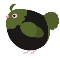A sable and olive chicken with a head pattern