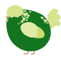 A leaf and lemon chicken with a neck-speckle pattern