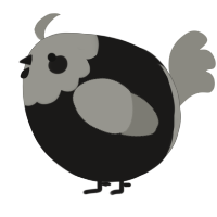 A sable and ash chicken with a head pattern