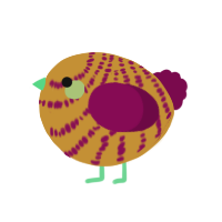 A gold and wine chicken with a bar pattern
