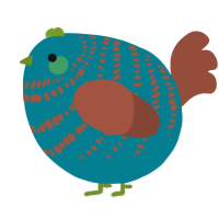 A sea and russet chicken with a bar pattern