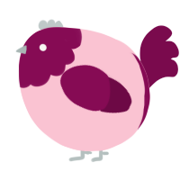 A rose and wine chicken with a head pattern