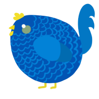 A ultramarine and sapphire chicken with a lace pattern
