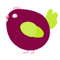 A maroon and lime chicken