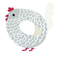 A silver and white chicken with a lace pattern