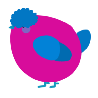 A fuchsia and sapphire chicken