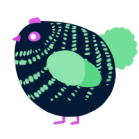 A tumblr and spring chicken with a bar pattern