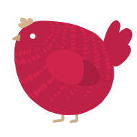A crimson chicken with a bar pattern