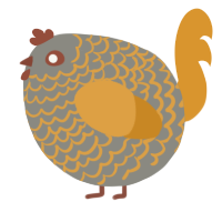 A ash and orange chicken with a lace pattern