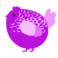 A amethyst and lavender chicken with a half-lace pattern