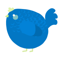 A sapphire chicken with a half-lace pattern