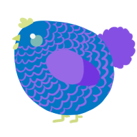 A sapphire and blurple chicken with a lace pattern