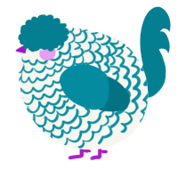 A white and sea chicken with a lace pattern