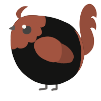 A black and russet chicken with a head pattern