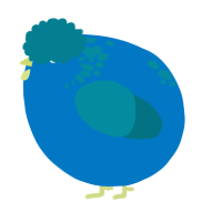 A sapphire and sea chicken with a neck-speckle pattern
