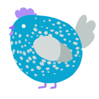 A cerulean and silver chicken with a speckle pattern