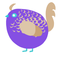 A blurple and beige chicken with a half-lace pattern
