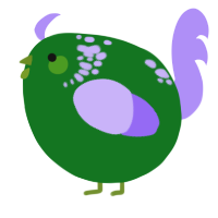 A leaf and lilac chicken with a neck-speckle pattern