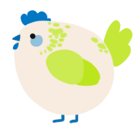 A cream and lime chicken with a neck-speckle pattern