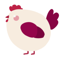 A cream and maroon chicken