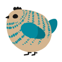 A beige and sea chicken with a bar pattern