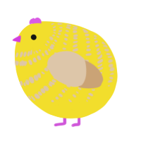 A yellow and beige chicken with a bar pattern