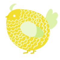 A yellow and apple chicken with a lace pattern