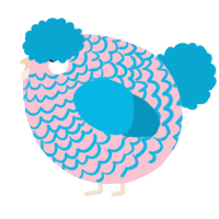 A rose and cerulean chicken with a lace pattern