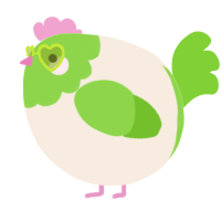 A cream and grass chicken with a head pattern