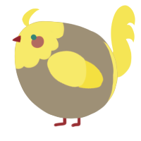 A ash and yellow chicken with a head pattern