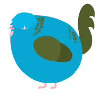 A cerulean and olive chicken with a neck-band pattern