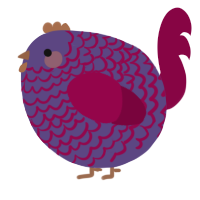 A overcast and maroon chicken with a lace pattern