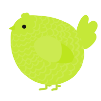 A lime chicken with a lace pattern