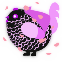 A black and lavender chicken with a lace pattern