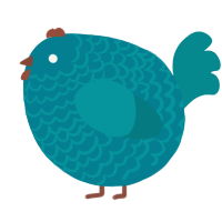 A sea and teal chicken with a lace pattern