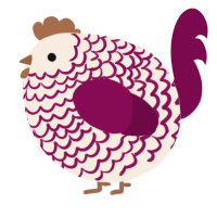 A cream and wine chicken with a lace pattern