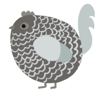 A grey and silver chicken with a lace pattern
